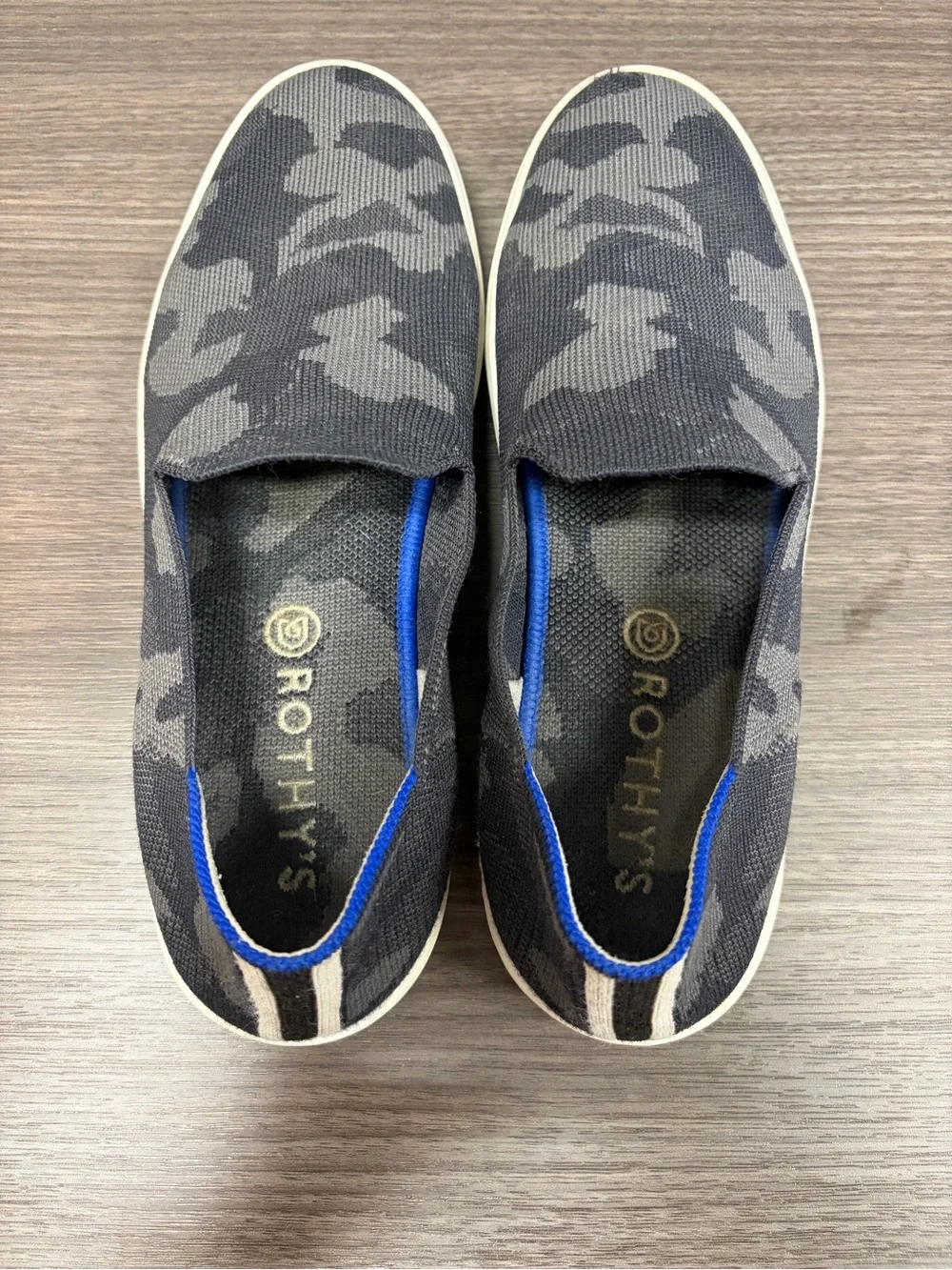 Rothy's Retired The Original Black & Gray Camo Knit Slip-On - Size 9.5